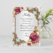 エレガントな赤いバラのメイド・オブ・オナー・カード 招待状 (スタンド正面)