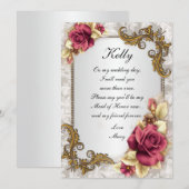 エレガントな赤いバラのメイド・オブ・オナー・カード 招待状 (正面/裏面)