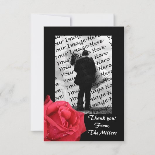 エレガントな赤いバラの写真 ありがとうカード 招待状 (正面)