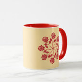エレガントな赤いバラの曼荼羅 円形の花柄デザイン マグカップ (正面右)