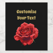 エレガントな赤いバラの花のカスタムネーム ワインラベル (シングルラベル)