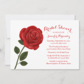 エレガントな赤いバラの花のブライダルシャワー 招待状 (正面)