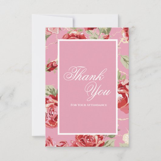 エレガントな赤いバラの花束 サンキューカード (正面)