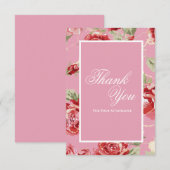 エレガントな赤いバラの花束 サンキューカード (正面/裏面)