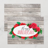 エレガントな赤いバラの花輪が木の上におしゃれな記念日 ポストカード (正面/裏面)