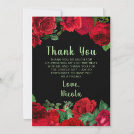 エレガントな赤いバラの花 誕生日パーティー サンキューカード