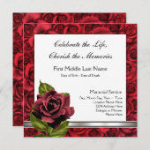 エレガントな赤いバラの葬儀案内 招待状 (正面/裏面)
