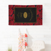 エレガントな赤いバラの誕生日のお祝い 横断幕 (インサイチュ)