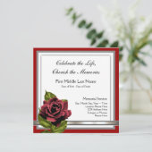 エレガントな赤いバラの追悼カード 招待状 (スタンド正面)