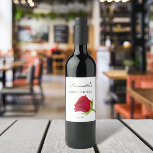エレガントな赤いバラの ブライダルシャワーのラベル ワインラベル