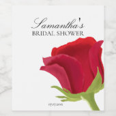 エレガントな赤いバラの ブライダルシャワーラベル ワインラベル (シングルラベル)