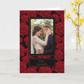 エレガントな赤いバラ - カスタム写真 カード (黄色い花)