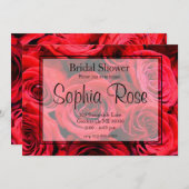 エレガントな赤いバラ 赤い花 赤い花弁 招待状 (正面/裏面)