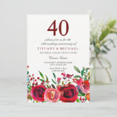 エレガントな赤いバラ 40周年結婚記念日招待状 招待状 (スタンド正面)