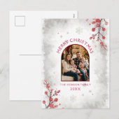エレガントな赤いベリーの家族写真 クリスマス (正面/裏面)