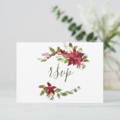 エレガントな赤いポインセチアのウェブサイト クリスマス ウェディング 出欠カード (スタンド正面)