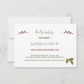 エレガントな赤いポインセチアのウェブサイト クリスマス ウェディング 出欠カード (裏面)