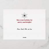 エレガントな赤いポインセチアのクリスマス写真 箔シーズンカード (裏面)