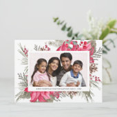 エレガントな赤いポインセチアの写真クリスマス シーズンカード (スタンド正面)