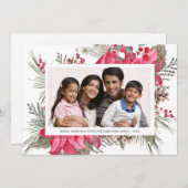 エレガントな赤いポインセチアの写真 クリスマス シーズンカード (正面/裏面)