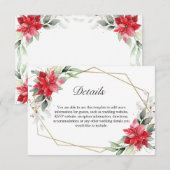 エレガントな赤いポインセチアの冬の緑のディテール エンクロージャーカード (正面/裏面)