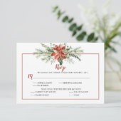 エレガントな赤いポインセチアの常緑クリスマス　出欠連絡お願いします 出欠カード (スタンド正面)