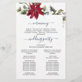 エレガントな赤いポインセチアの結婚式プログラム (裏面)