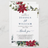 エレガントな赤いポインセチアの結婚式プログラム (正面/裏面)