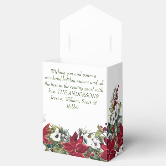 エレガントな赤いポインセチア メリークリスマス ホリデー フェイバーボックス (オープン)