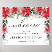 エレガントな赤いポインセチア リハーサル ディナー ウェルカム ポスター (正面)