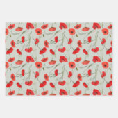 エレガントな赤いポピーと緑の花の水彩画 ラッピングペーパーシート (正面3)