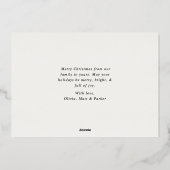 エレガントな赤いメリークリスマスの文字の写真 箔シーズンカード (裏面)