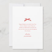 エレガントな赤いリボンとグリーンがかった写真 シーズンカード (裏面)