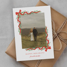 エレガントな赤いリボンとグリーンがかった写真