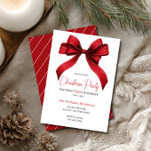 エレガントな赤いリボンのクリスマス パーティー 招待状