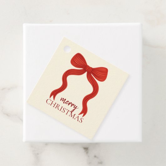 エレガントな赤いリボンのクリスマス・パーティ - フェイバータグ (インサイチュ)