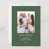 エレガントな赤いリボンのグリーンリース クリスマスの写真 シーズンカード (裏面)