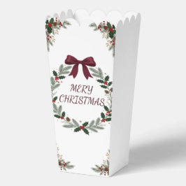 エレガントな赤いリボンのヒイラギと松のクリスマスパーティー フェイバーボックス