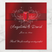 エレガントな赤いリボン ルビー ワインラベル (シングルラベル)