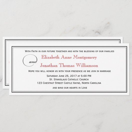 エレガントな赤い信仰希望愛ウェディング招待状 招待状 (正面/裏面)