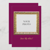 エレガントな赤い個人の写真とテキスト セーブザデート (正面/裏面)