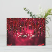 エレガントな赤い偽のグリッターが垂れる サンキューカード (スタンド正面)