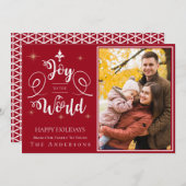 エレガントな赤い喜び 世界に喜びを ファミリーフォト シーズンカード (正面/裏面)