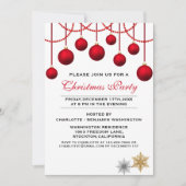 エレガントな赤い宝玉のクリスマスパーティー招待状 招待状 (正面)