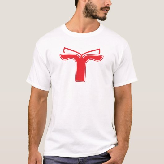 エレガントな赤い文字Tモノグラム Tシャツ (正面)