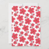 エレガントな赤い桜の花のボタニカル バースデー 招待状 (裏面)