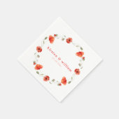 エレガントな赤い水彩ポピー花輪 スタンダードカクテルナプキン (角)