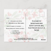 エレガントな赤い水彩花の結婚式出欠確認カード ポストカード (裏面)