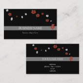 エレガントな赤い白い花 名刺 (正面/裏面)