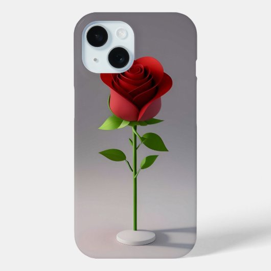 エレガントな赤い紙のバラと緑の茎 Case-Mate iPhoneケース (裏面)